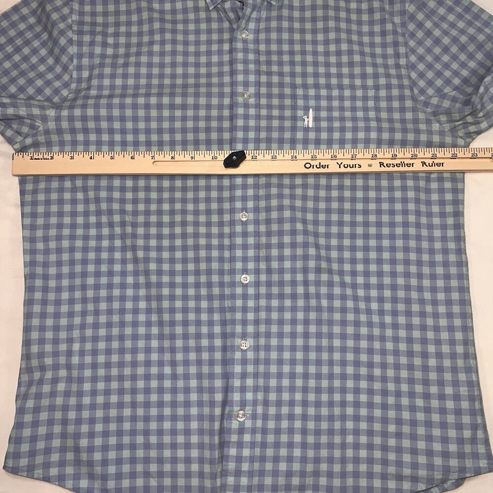 Johnnie-O Shirt Mens Size L Blue Gingham Plaid Button Up Silver Lake Preppy Logo - Picture 8 of 12